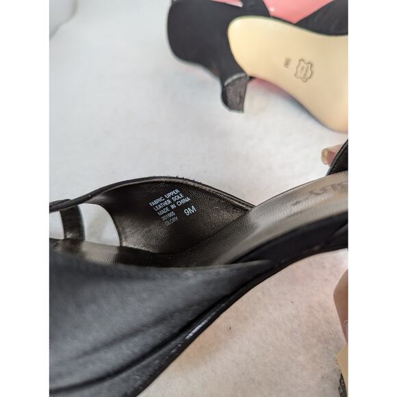 Sam & Libby Black Satinsz 9 Sandalsankle strap Heel 4.5" Platform1/2"Need tips - Picture 8 of 12